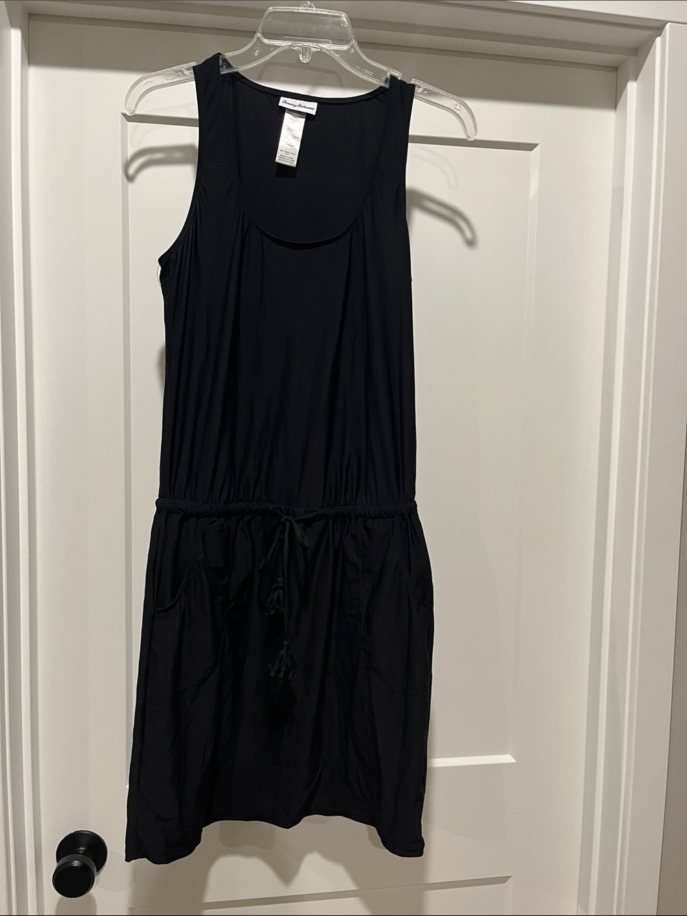 Tommy Bahama Black Sleeveless Drawstring Waist Dress
